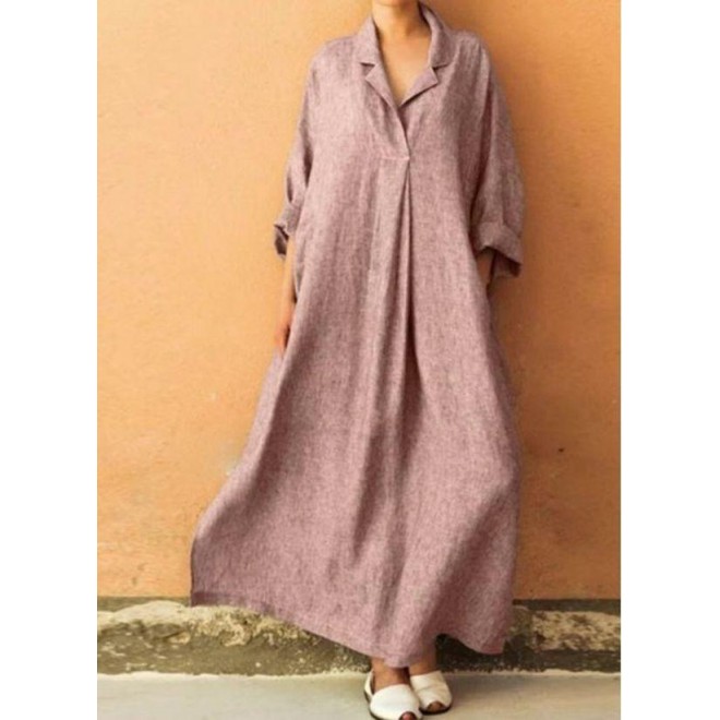 Casual Solid Tunic Collar A-line Dress