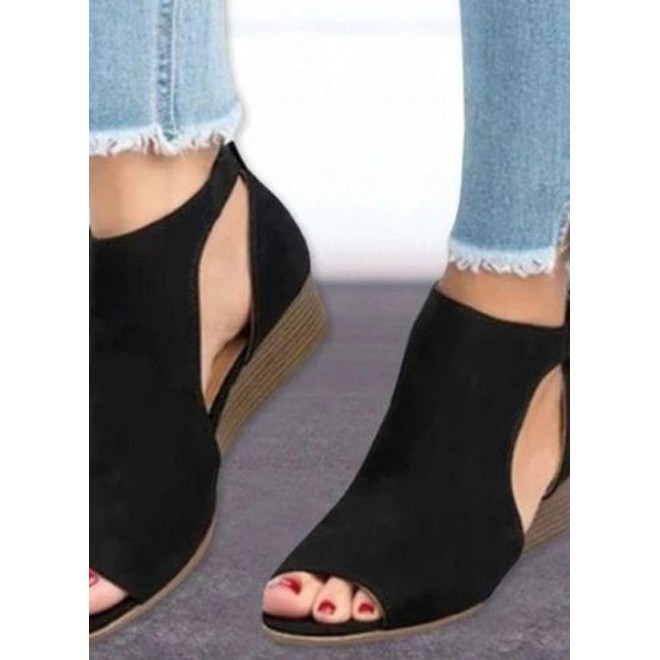 Women's Buckle Peep Toe Wedge Heel Sandals