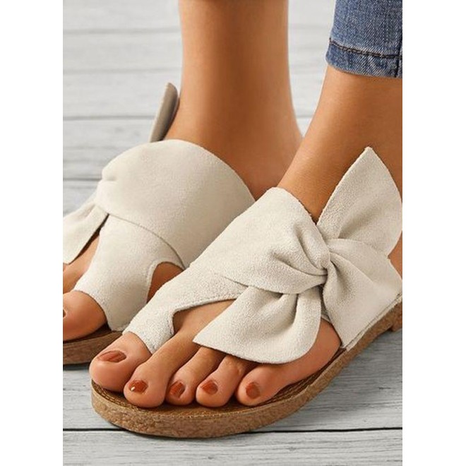 Women's Bowknot Flats Cloth Flat Heel Sandals
