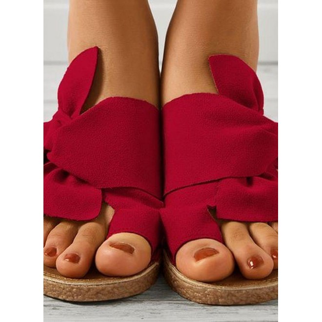 Women's Bowknot Flats Cloth Flat Heel Sandals
