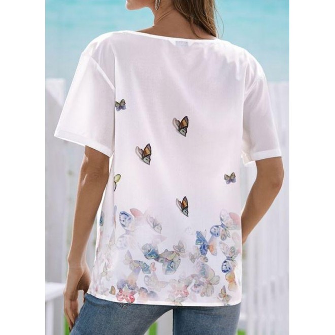 Floral Round Neck Short Sleeve Summer T-shirts