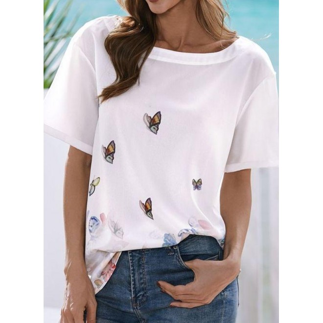 Floral Round Neck Short Sleeve Summer T-shirts
