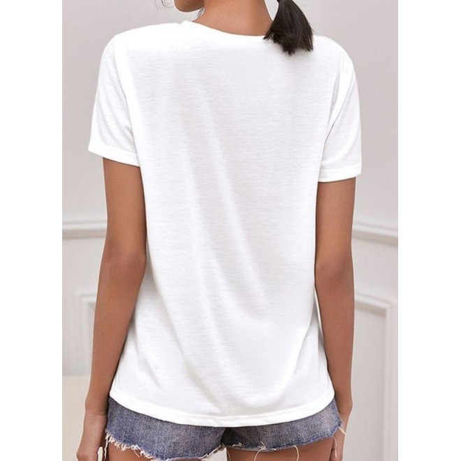 Color Block Round Neck Short Sleeve Summer T-shirts
