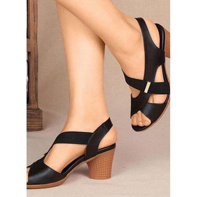 Women's Peep Toe Chunky Heel Sandals