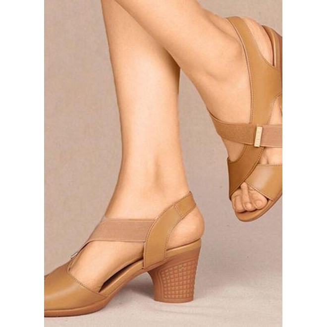 Women's Peep Toe Chunky Heel Sandals