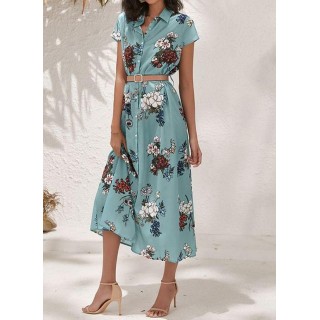 Casual Floral V-Neckline Maxi X-line Dress