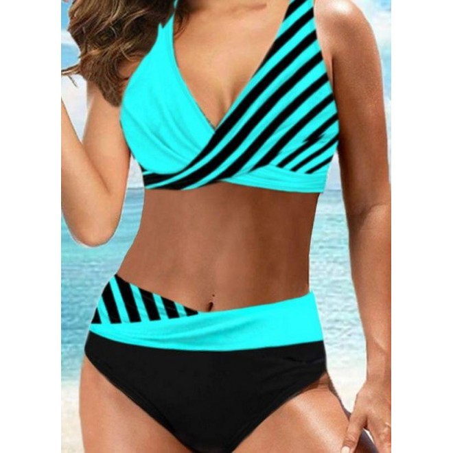 Polyester Stripe Bikinis Swimwear