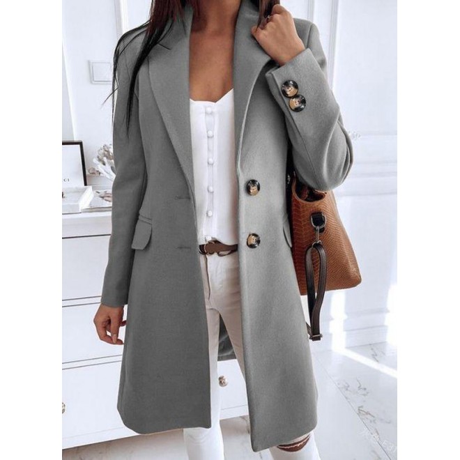 Long Sleeve Buttons Trench Coats