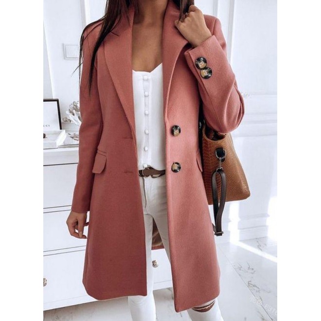 Long Sleeve Buttons Trench Coats