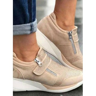 Women's Zipper Flats Heel Sneakers