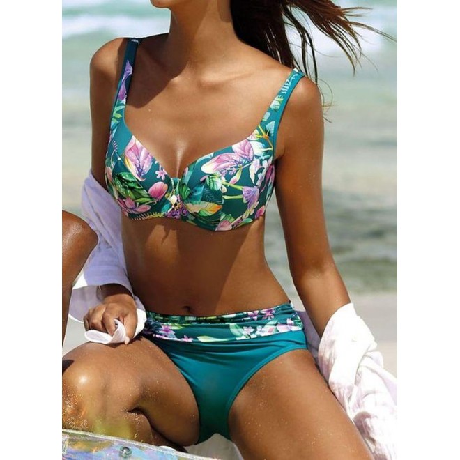 Polyester Floral Bikinis Swimwear