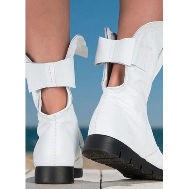 Women's Zipper Mid-Calf Boots Round Toe Low Heel Boots