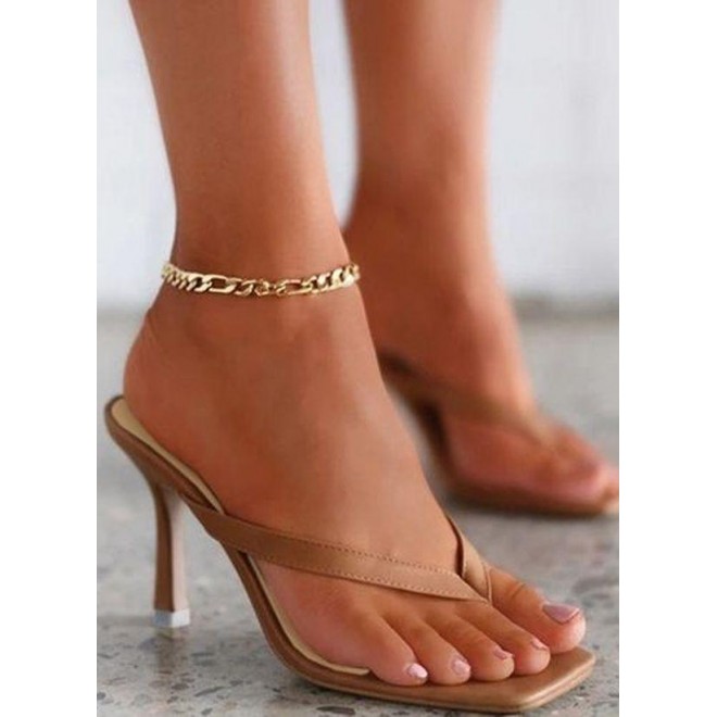 Women's Square Toe Flip-Flops Heels Stiletto Heel Sandals