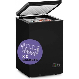 Chest Freezer – 3.5 Cu Ft with 2 Removable Baskets – Reach In Freezer Chest – Quiet Compact Freezer – 7 Temperature Settings – Black
